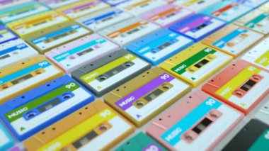 Beyaz arka plan üzerinde izole retro ses kasetleri topluluğu