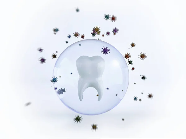 Un dente è protetto da carie o batteri da uno scudo. — Foto Stock
