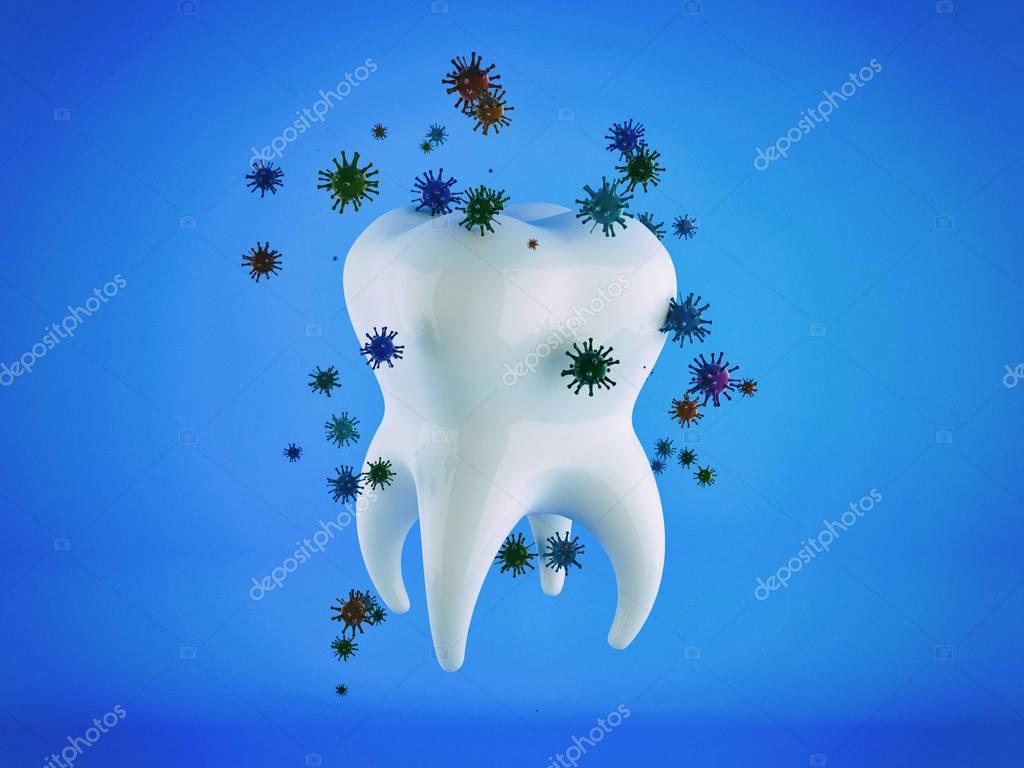 White healthy human tooth. 3D rendering