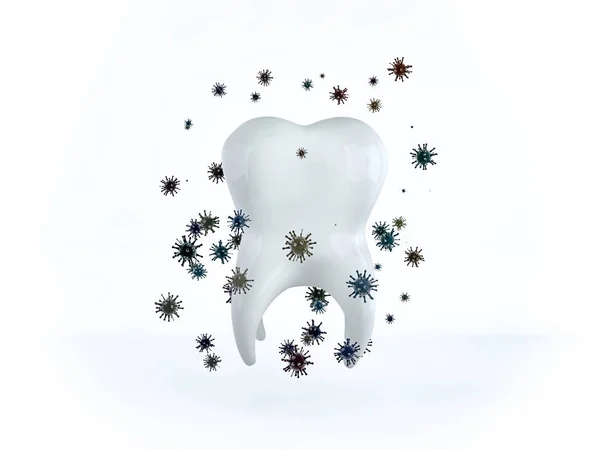 El diente está rodeado de bacterias y microbios —  Fotos de Stock