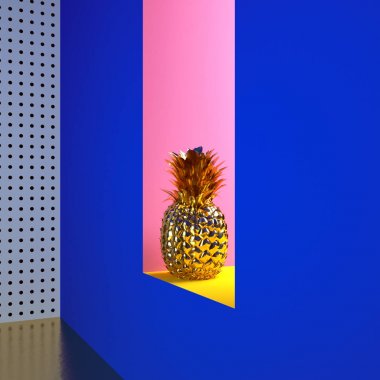 Duvardaki altın ananas.