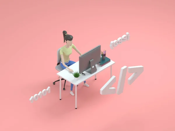 Ilustración isométrica moderna del desarrollo web del carácter 3d. Aprender lenguajes de programación. Concepto para cursos en línea. 3d renderizar . — Foto de Stock