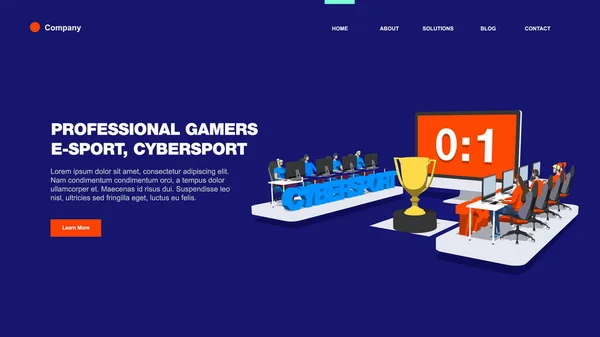 O torneio profissional de cybersport para a taça de ouro no fundo azul escuro. rivalidade entre duas equipes, uma pontuação desigual —  Vetores de Stock