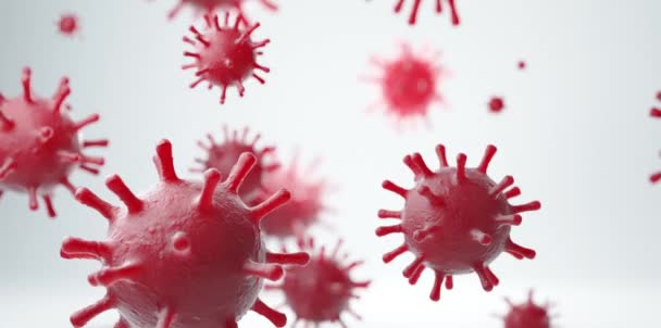 Koronavirus 2019-ncov chřipka infekce 3D lékařské ilustrace. Mikroskopický pohled na plovoucí buňky viru respirační chřipky v Číně. Nebezpečný asijské ncov corona virus, pandemické riziko pozadí — Stock video