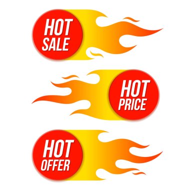 Sıcak satış fiyatı teklif vektör Etiketler Şablonlar çıkartmaları tasarımları ile alev