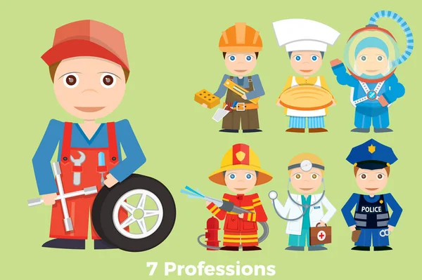 Children\'s illustration people profession. Young children are sh