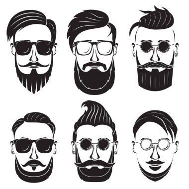 Hipster yüzünde beyaz bir arka plan. Sakallı adam.