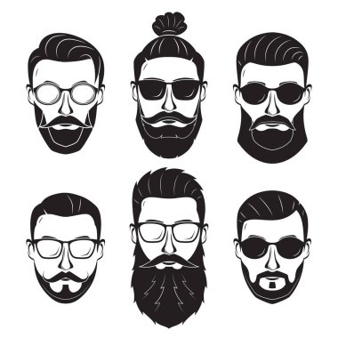 Farklı saç, bıyık, sakal erkeklerle hipsters sakallı