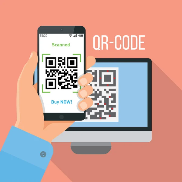 Aplicativo móvel para digitalização de código QR . — Vetor de Stock