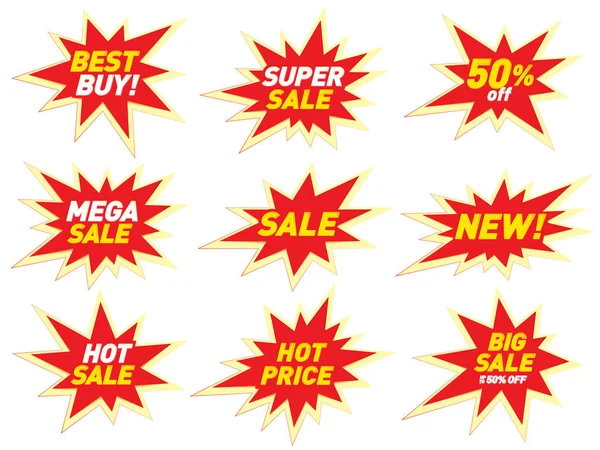 Sale label price tag banner star badge template sticker design. — Stock Vector