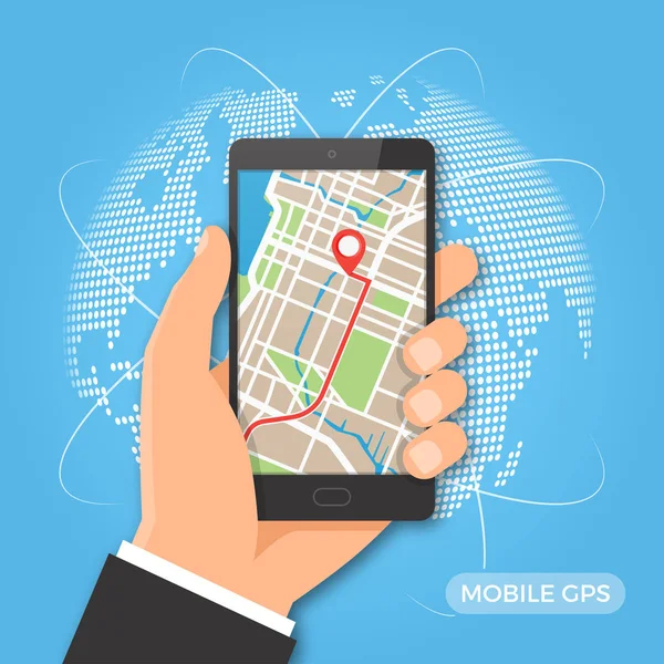 Mobil GPS-navigering och spårning koncept. — Stock vektor