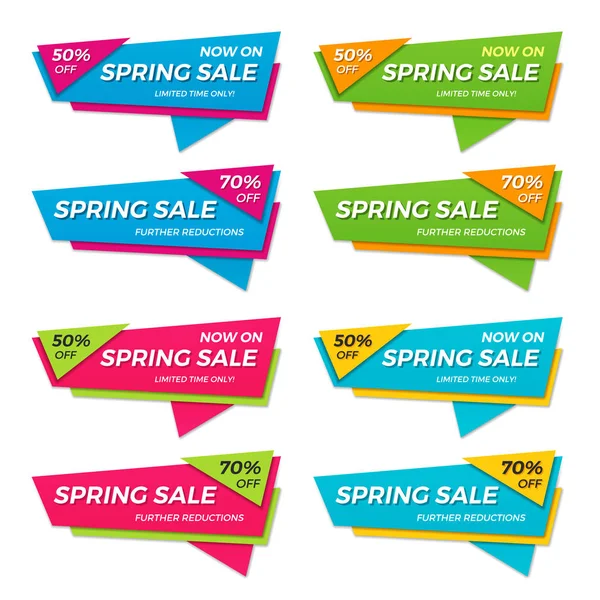 Set de etiquetas de venta de primavera etiquetas de precios banners insignias plantillas st — Vector de stock