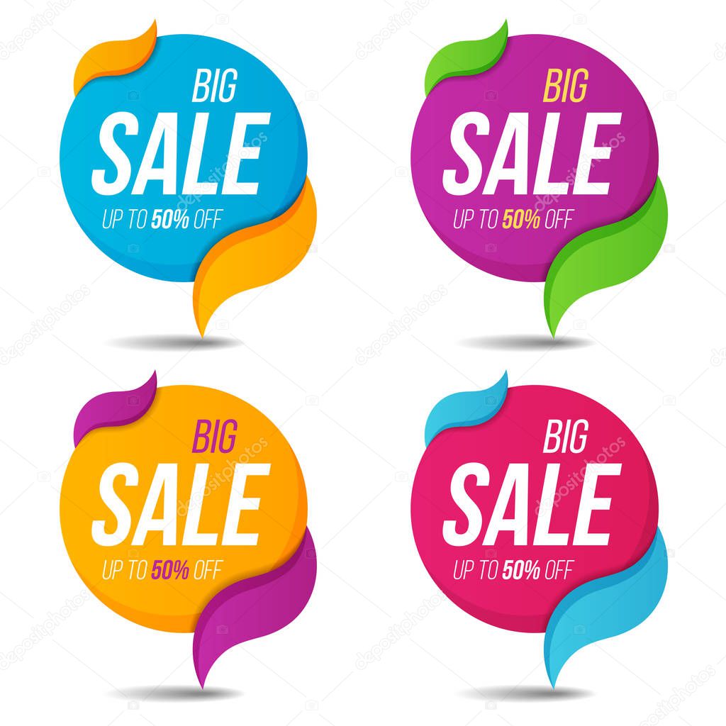 Collection of sale labels price tags banners stickers badges tem