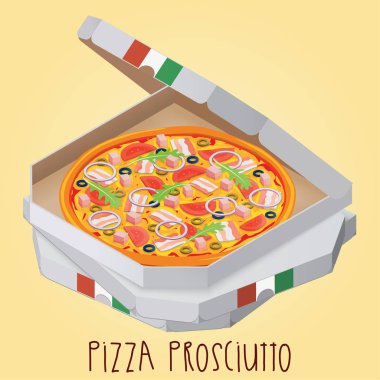 Gerçek Pizza Prosciutt. İtalyan pizza kutusu.