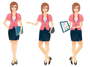 Çizgi film seksi genç iş kadını veya Sekreter çeşitli teşkil etmektedir.