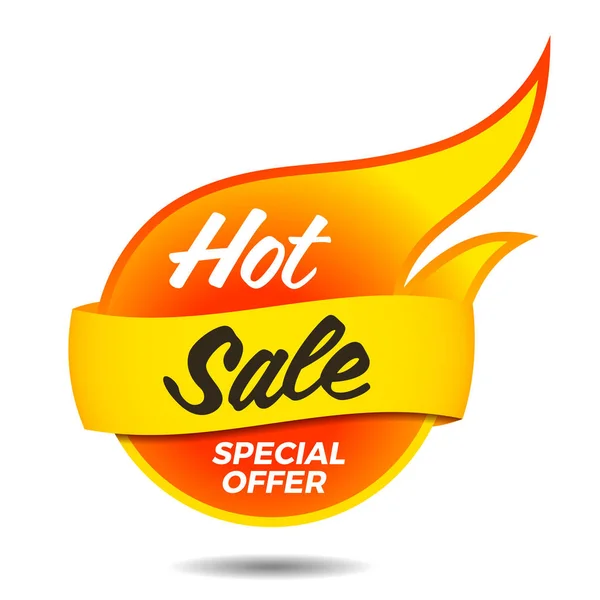 Etiqueta flamejante vetorial de venda quente — Vetor de Stock