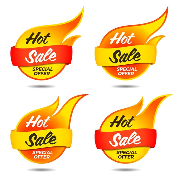 Conjunto de vetores de etiquetas em chamas vetoriais de venda quente — Vetor de Stock