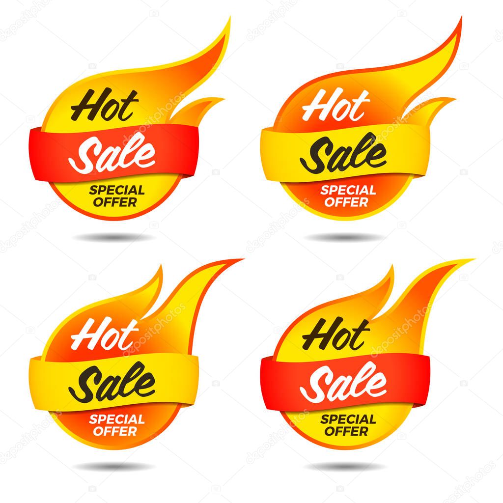 Vector set of hot sale vector flaming labels