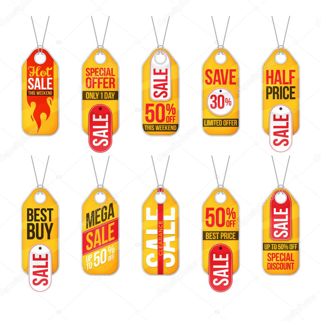 Collection of sale labels price tags banners stickers badges tem