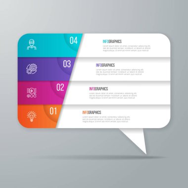 Konuşma balonu Infographic tasarım şeklinde. 4 seçenekler iş