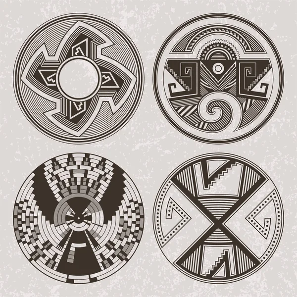 América del Norte Pueblo Indians graphic art. Conjunto de tatuaje e impresión . — Archivo Imágenes Vectoriales