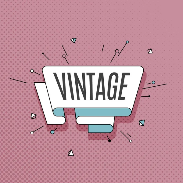 Vintage. Retro design element in pop art style on halftone color — Stock Vector