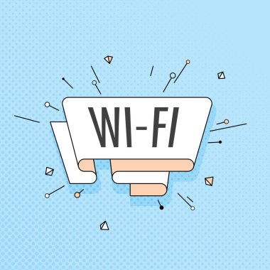 Wi-fi.Retro tasarım öğesi pop sanat tarzı renkli yarı ton üzerinde