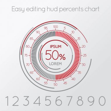 Fütüristik dijital yüzde ölçek kolay düzenleme. Infographics e