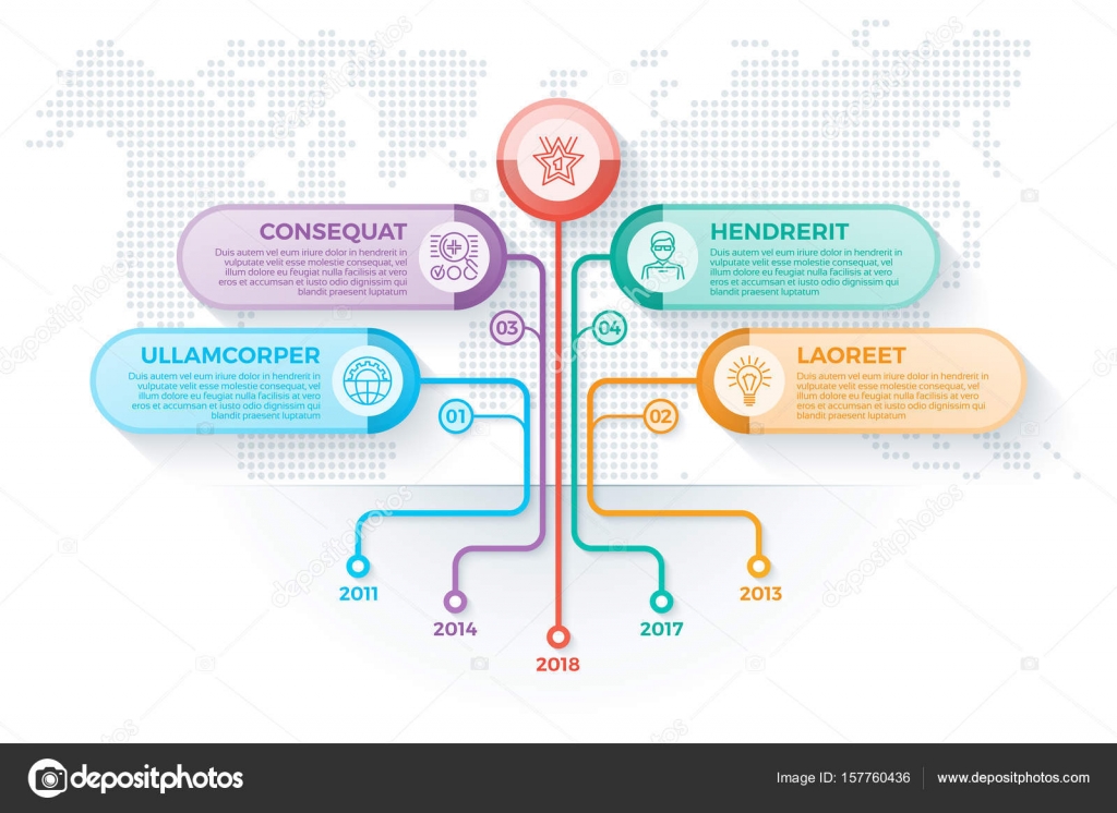 Tree Infographics Template With 4 Branches Options And Root Tre