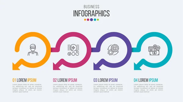 Инфографический шаблон с круговыми стрелками . — стоковый вектор