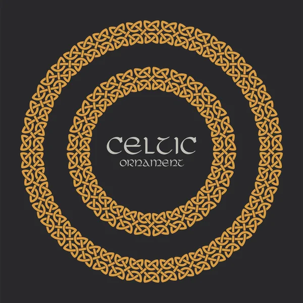 Nudo celta trenzado marco borde círculo ornamento — Archivo Imágenes Vectoriales