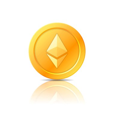 Ethereum sikke simge, simge, işaret, amblem. Vektör çizim.