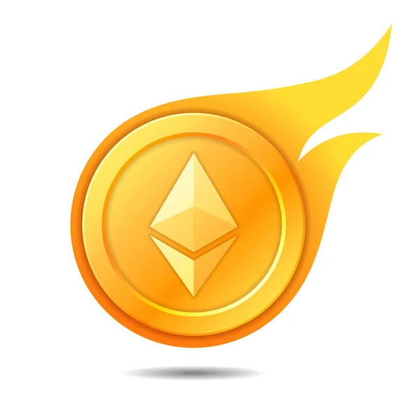 Flaming ethereum монета символ, значок, знак, емблему. Векторні illustr — стоковий вектор