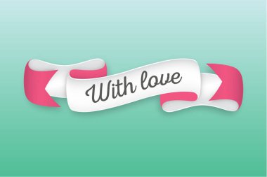 Trendy şerit ile sevgi ile metin. RI ile renkli afiş