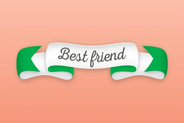 Fita retro na moda com texto Melhor amigo. Banner colorido com — Vetor de Stock