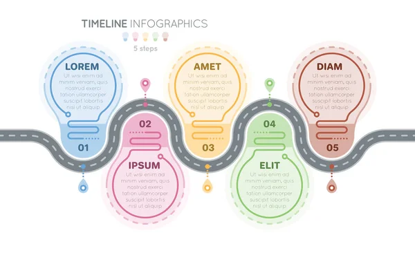 Carte de navigation infographie Concept de chronologie en 5 étapes. Créatif f — Image vectorielle