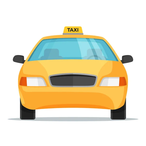 Platte ontwerp taxi auto vooraanzicht. Vectorillustratie. — Stockvector