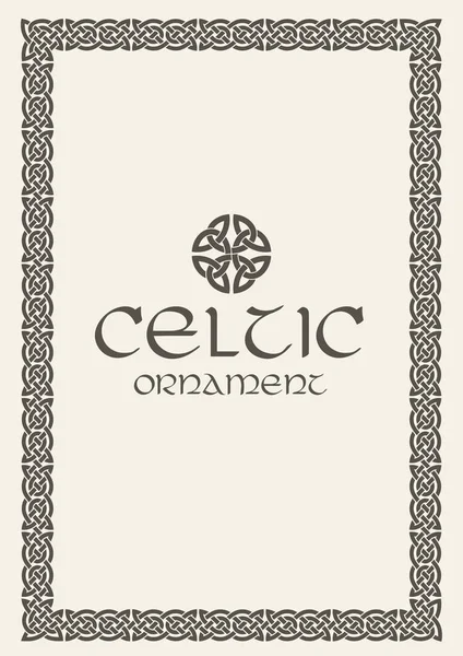 Celtic knot çerçeve kenarlığı süsleme örgülü. Vektör çizim. — Stok Vektör