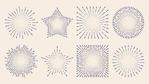 Vintage sunburst starburst abstracto retro sunshine line splash — Archivo Imágenes Vectoriales