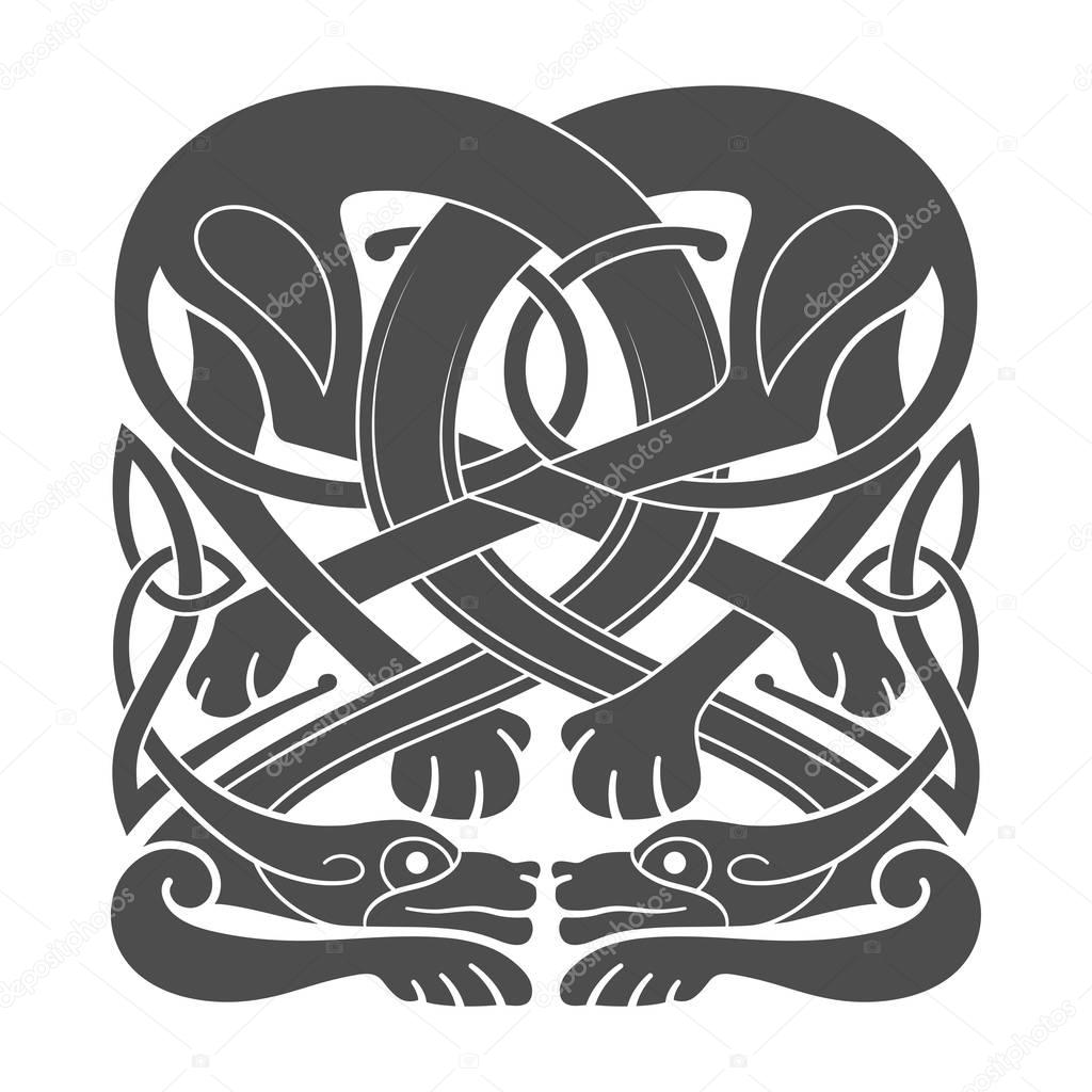 Alte keltische mythologische Symbol für Hunde Hunde — Stockvektor