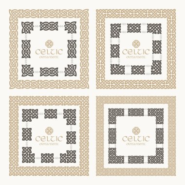 Celtic knot çerçeve kenarlığı süsleme seti örgülü. Vektör illustrati