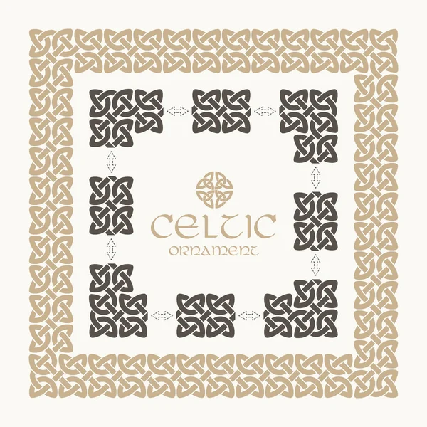 Celtic nó trançado quadro borda ornamento kit . —  Vetores de Stock