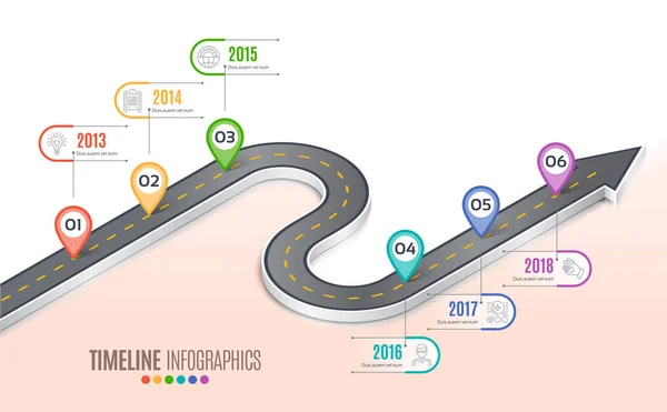 Isométrico mapa de navegación infografía 6 pasos cronología concepto — Vector de stock