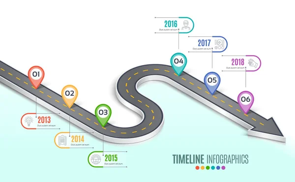 Isométrico mapa de navegación infografía 6 pasos concepto de línea de tiempo. W — Vector de stock