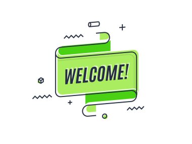 Düz doğrusal promosyon şerit afiş, kaydırma, fiyat etiketi, hoş geldiniz