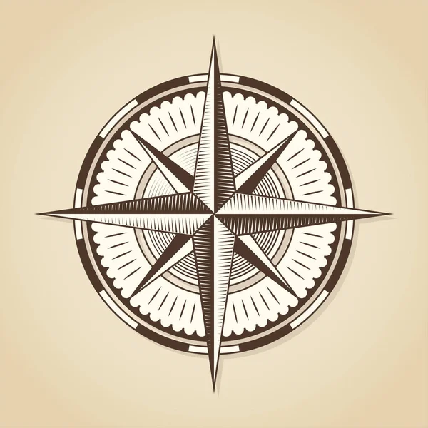 老式旧古董航海指南针上升。矢量标志标签教统局 — 图库矢量图片