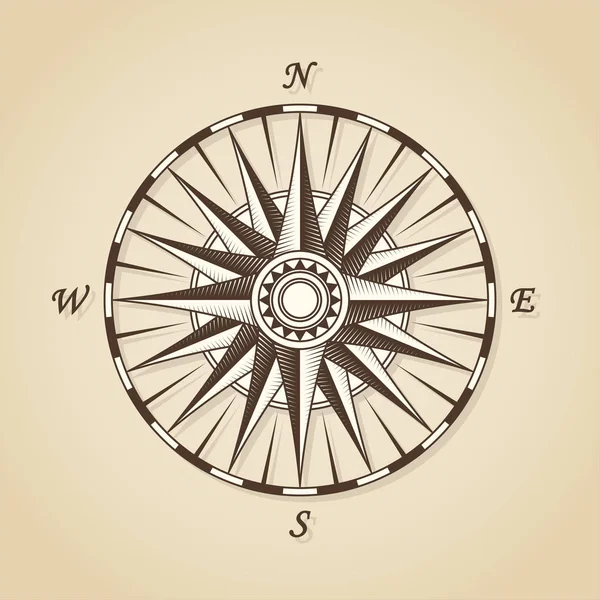 Vintage kompassros gamla antika nautiska. Vector tecken etikett emb — Stock vektor