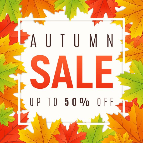 Autumn sale promotion banner, poster, card, background. Vector i