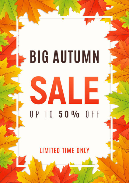Autumn sale promotion banner, poster, card, background. Vector i
