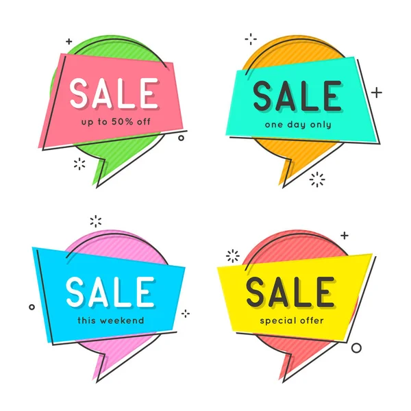 Set of flat circle speech bubble shaped banners, price tags, sti — Stock Vector